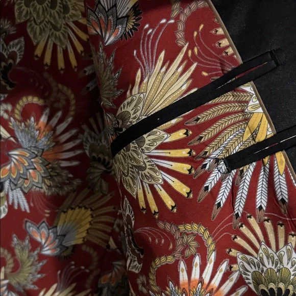 Paisley & Gray Black Textured Evening Blazer with Floral Red and Yellow Lining - Picture 5 of 8